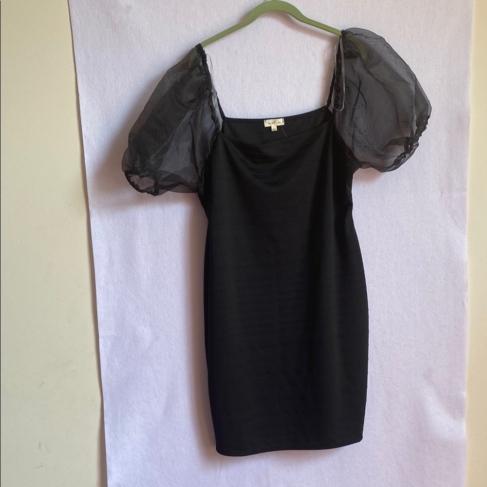 Love J Black Puff Sleeve Dress